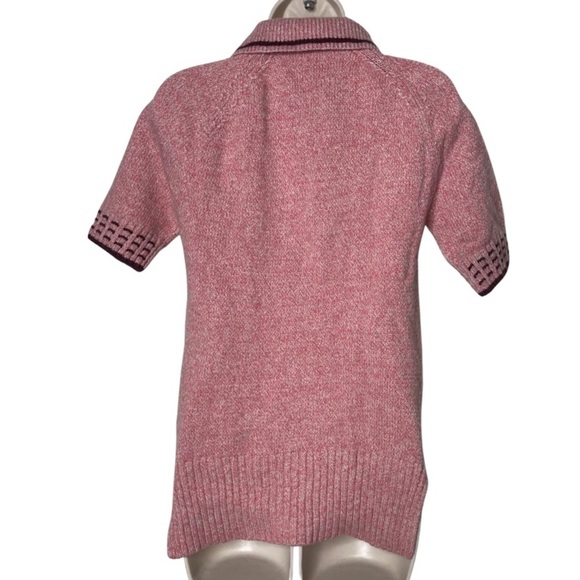 Land of Distraction Wool-Blend Short-Sleeved Polo Pink Sweater top size S - Picture 3 of 10